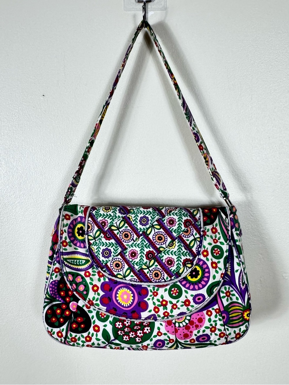 Vera Bradley Viva La Vera Flap Shoulder Bag Floral Quilted Cotton Cottage Retire - Picture 2 of 6